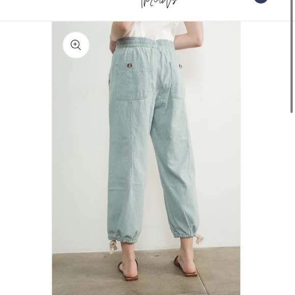 Striped Light Blue Drawstring Pants - Picture 6 of 9